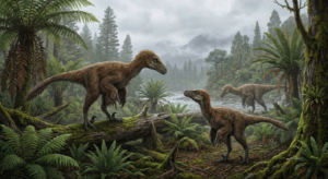 Um bando de Boreonykus, que fazem parte do grupo de dinossauros terópodes