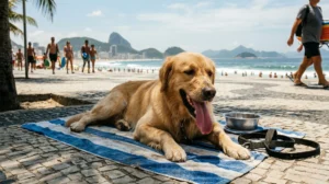 Cachorro com calor devido a impactos ambientais