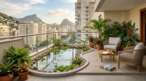Um lago artificial em um prédio