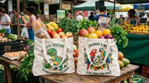 O uso de ecobags auxilia o meio ambiente.