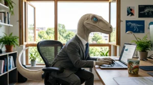 Dino Didico no escritório.