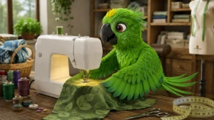 Louro Loureto transformando um pano em roupa para evitar o desperdício e praticar o consumo consciente.