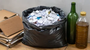 Separação de lixos recicláveis.
