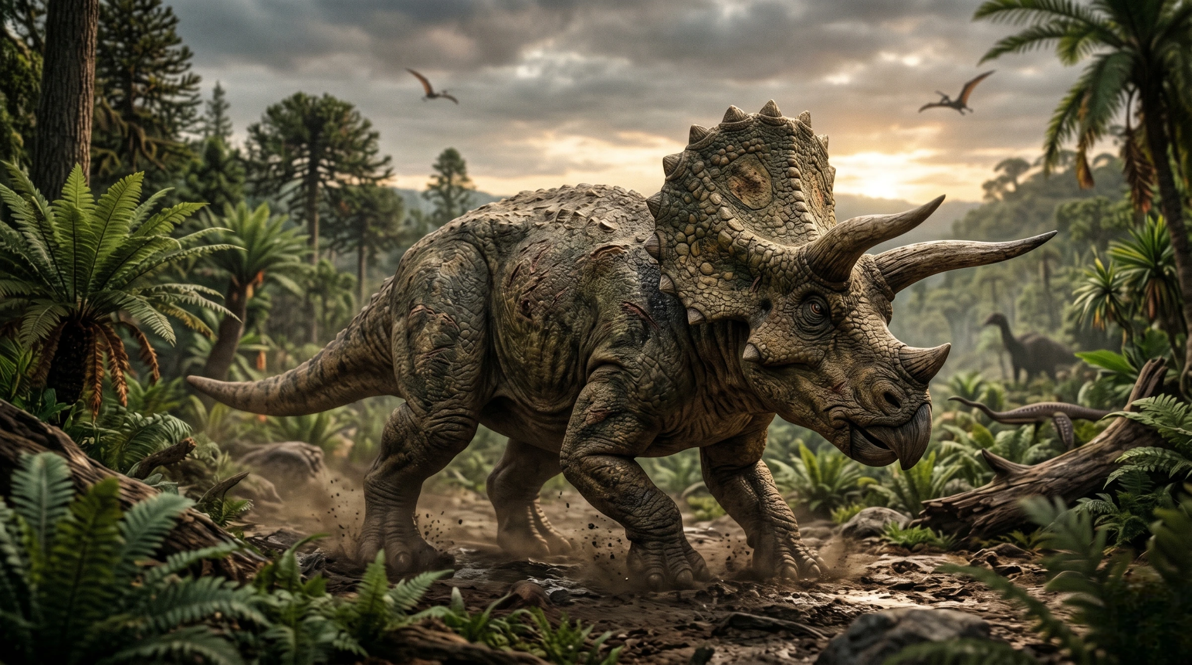 O Triceratops no Período Cretáceo