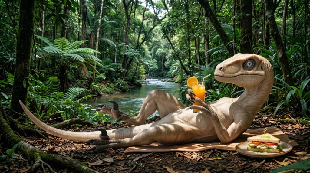 Dino Didico descansando em meio as matas ciliares.