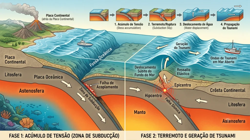 Ilustração de maremoto.