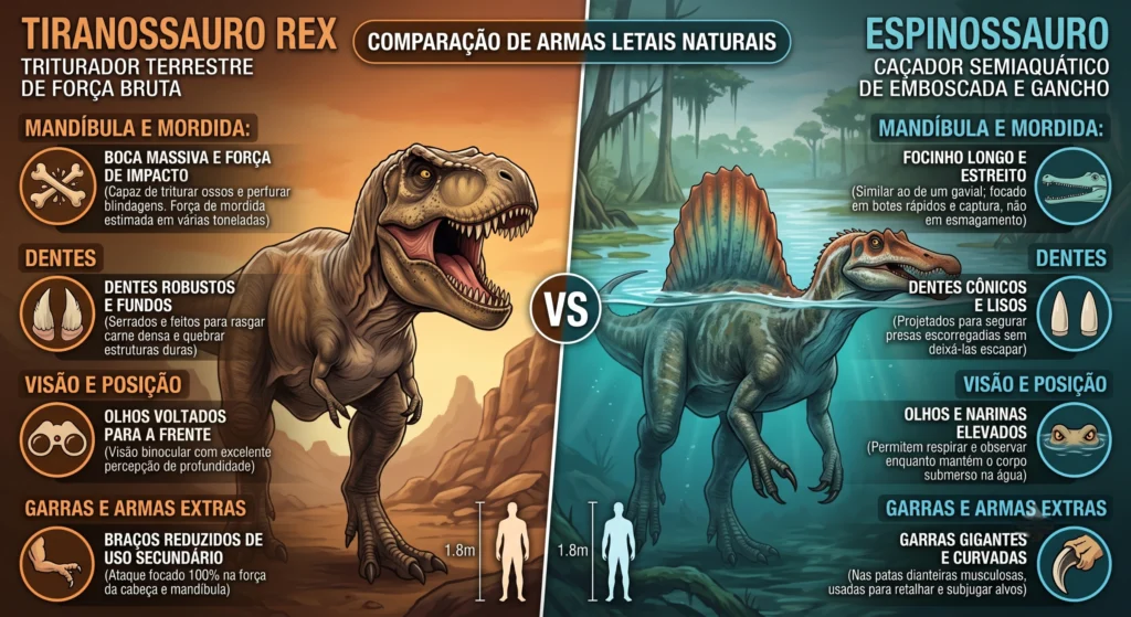 Espinossauro ou Trianossaur rex: qual era o dinossauro mais perigoso?
