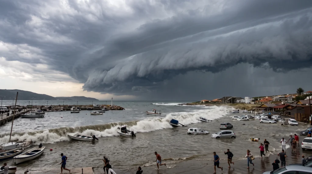 Imagem de uma tsunami meteorológica.