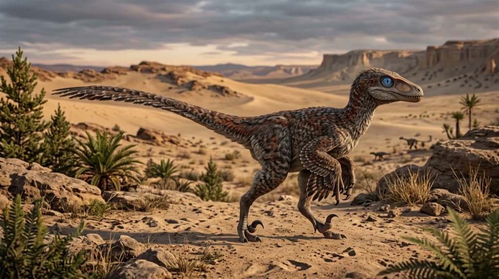Imagem do dinossauro com suas penas.